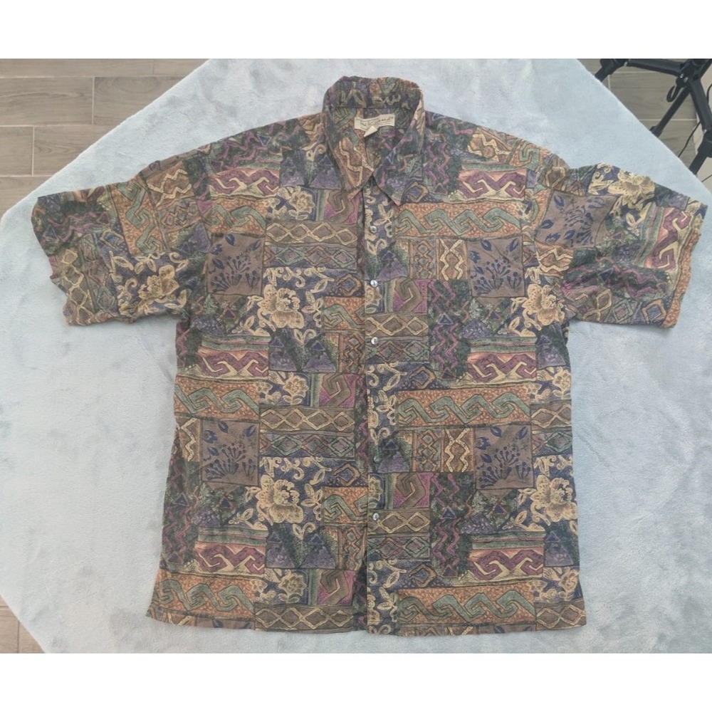 Tori Richard Honolulu XL Abstract Camp Shirt USA Cotton Lawn Hawaiian Aloha